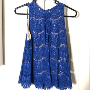 Blue sleeveless blouse